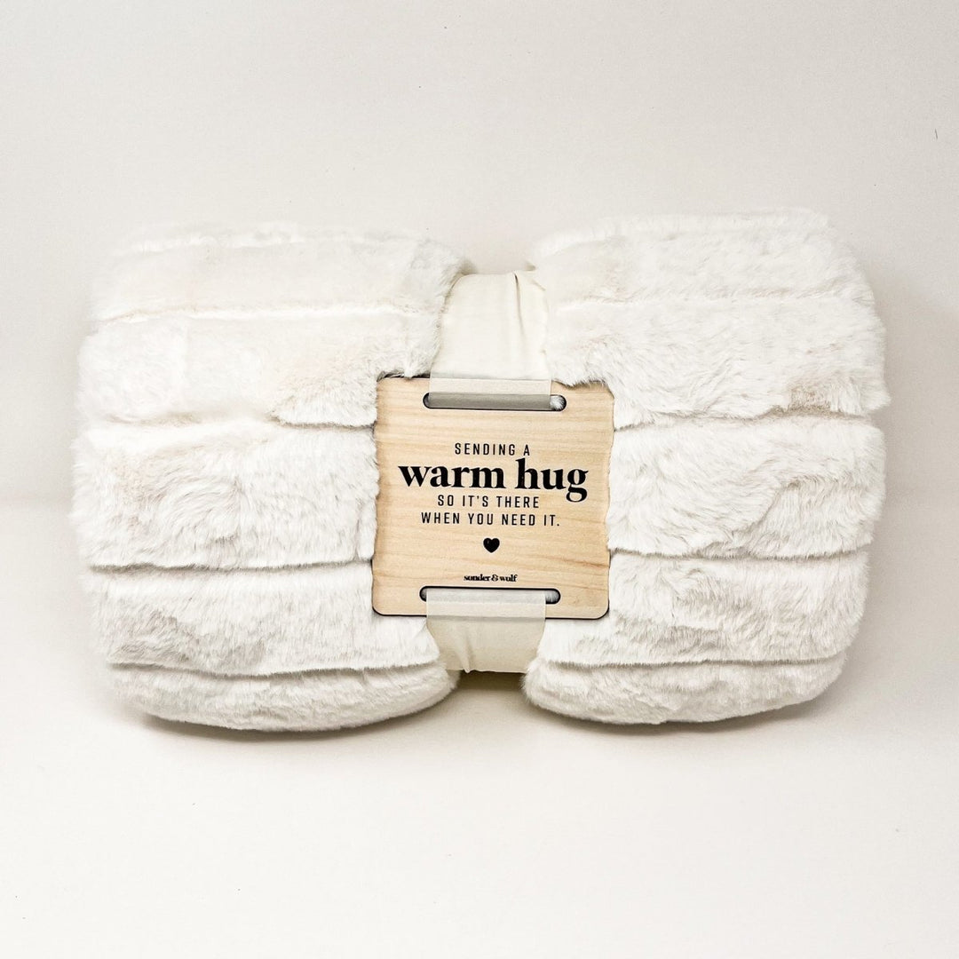 Warm Hug Faux Fur Blanket with Wooden Tag ♡ Free Shipping ♡ 4-7 Days