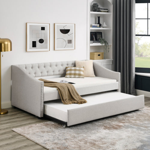 Tufted Double Sofa Bed with Double Roller.