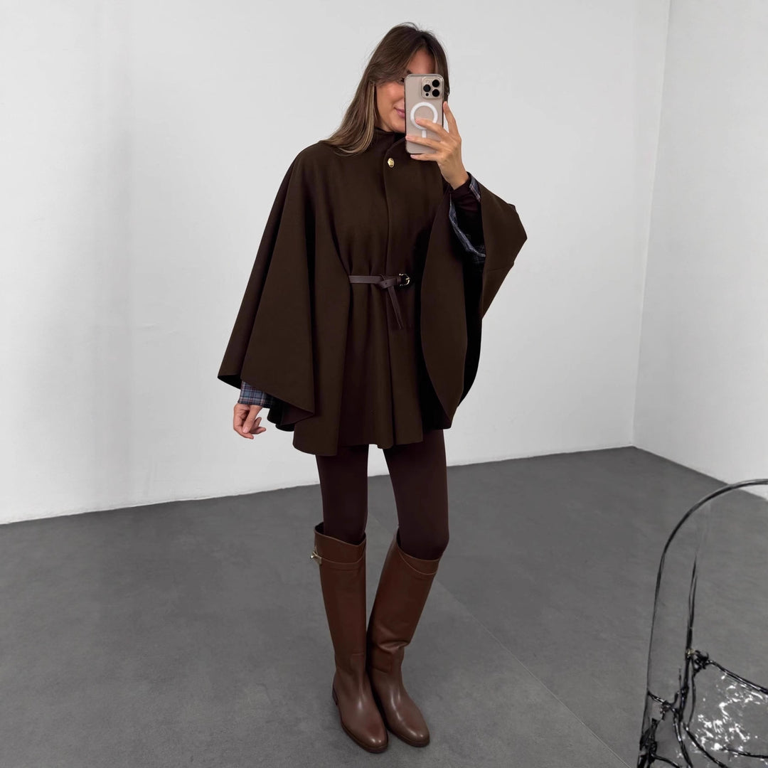 Woolen Cape Coat Mid-length