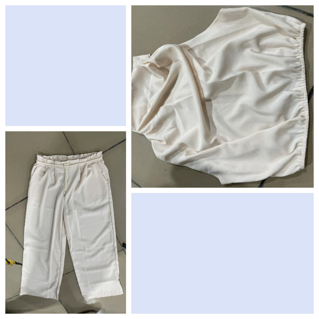 Sleeveless Suit Midriff-baring Top And Wide Leg Pants