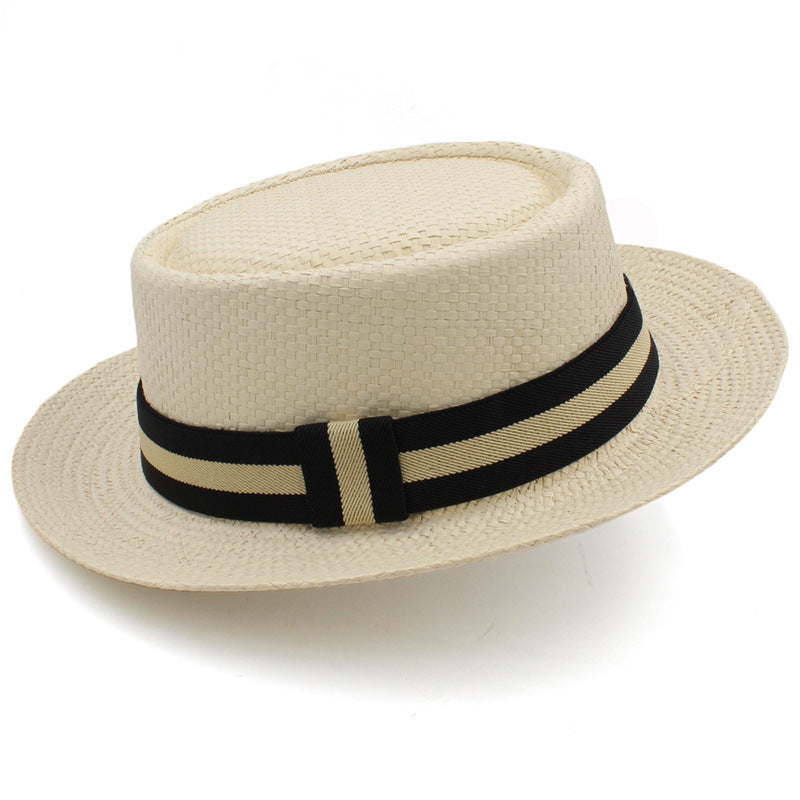 Straw Hat Flat Brim Beach Sun Protection Wide Brim Sunshade