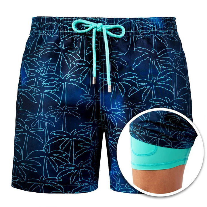 European And American Shorts Men's Beach Pants Sports Pants Printed Double Shorts