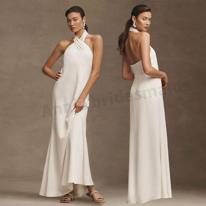 Satin Bridesmaid White High-grade Dress