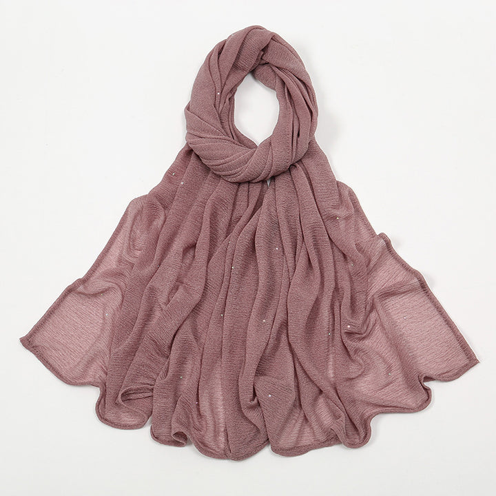 Hemp Wrinkle Starry Hot Rhinestone Headscarf Female Pleated