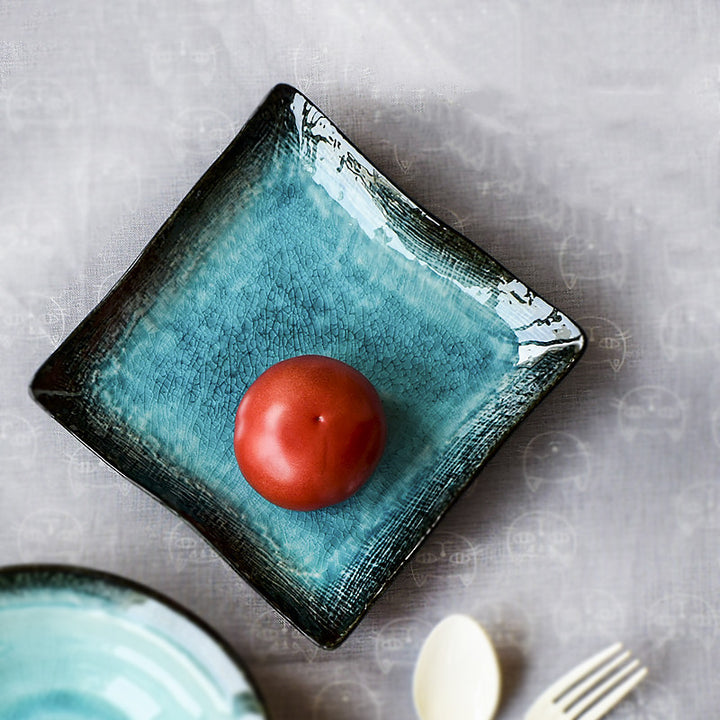 Blue Double Ear Plate Tableware