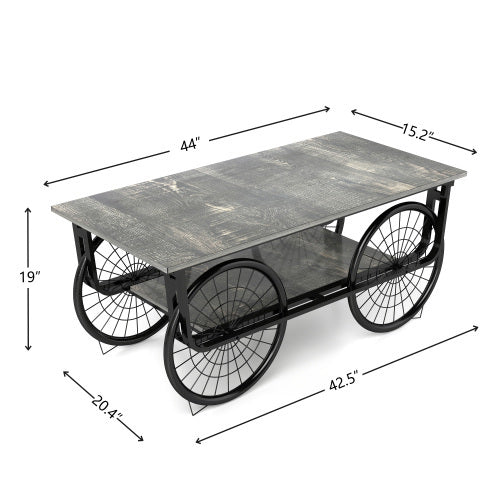 spoked wheel table.