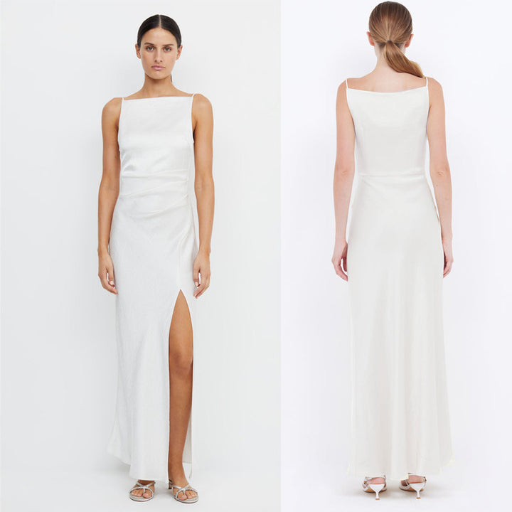 Satin Bridesmaid White High-grade Dress