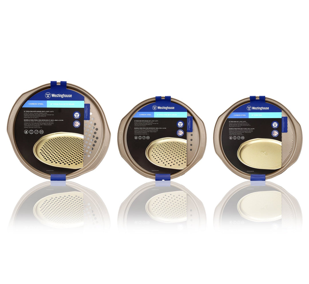 Pizza Pan Set, Carbon Steel, 3-pc (2x12" + 1x14" Pans)
