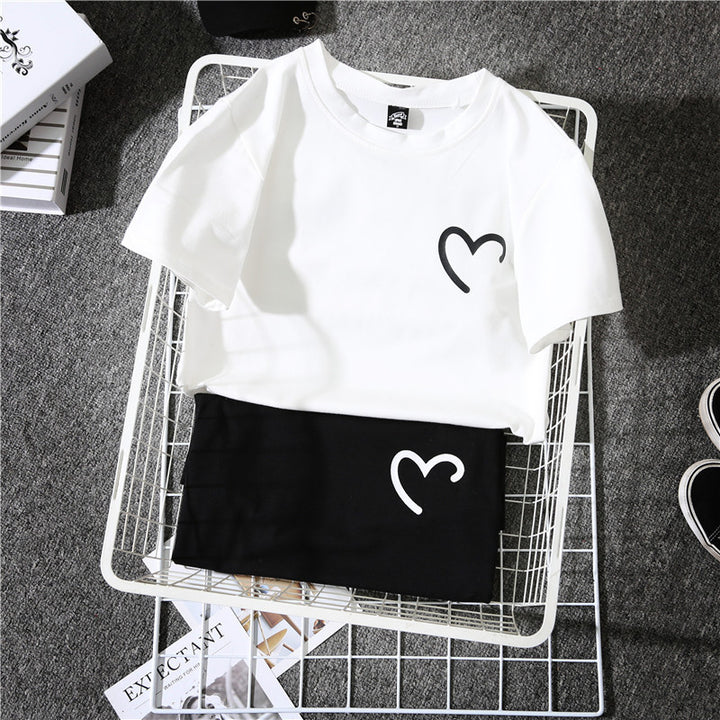 Loose White Couple Wear Short Sleeve