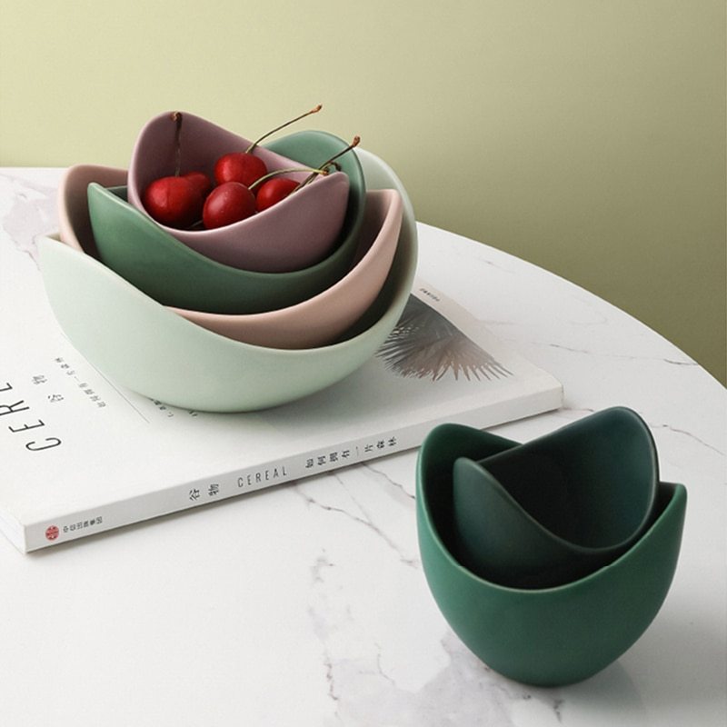 Simple stacked color lotus bowl ceramic decorative plate