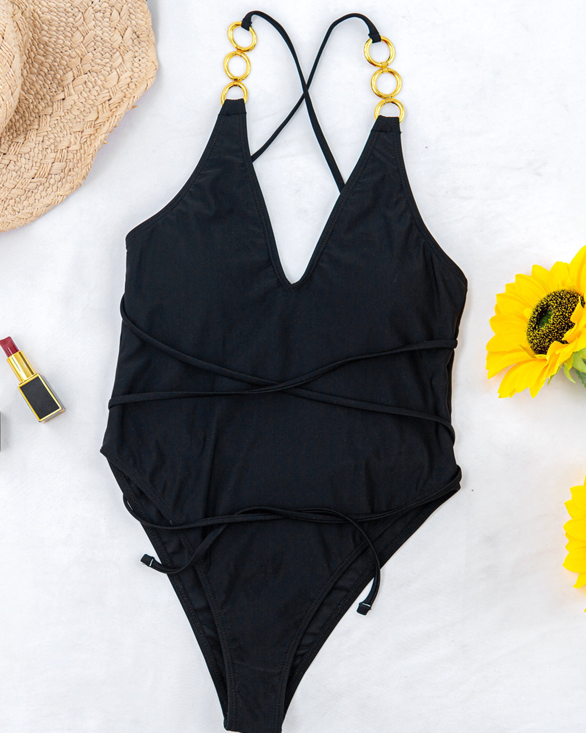Solid Color One-Piece Swimsuit Sexy Bikini