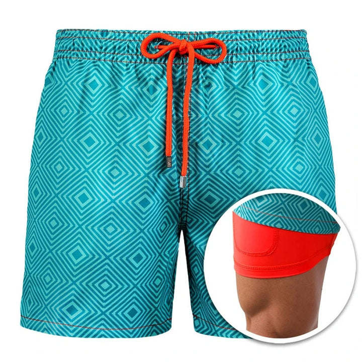 European And American Shorts Men's Beach Pants Sports Pants Printed Double Shorts
