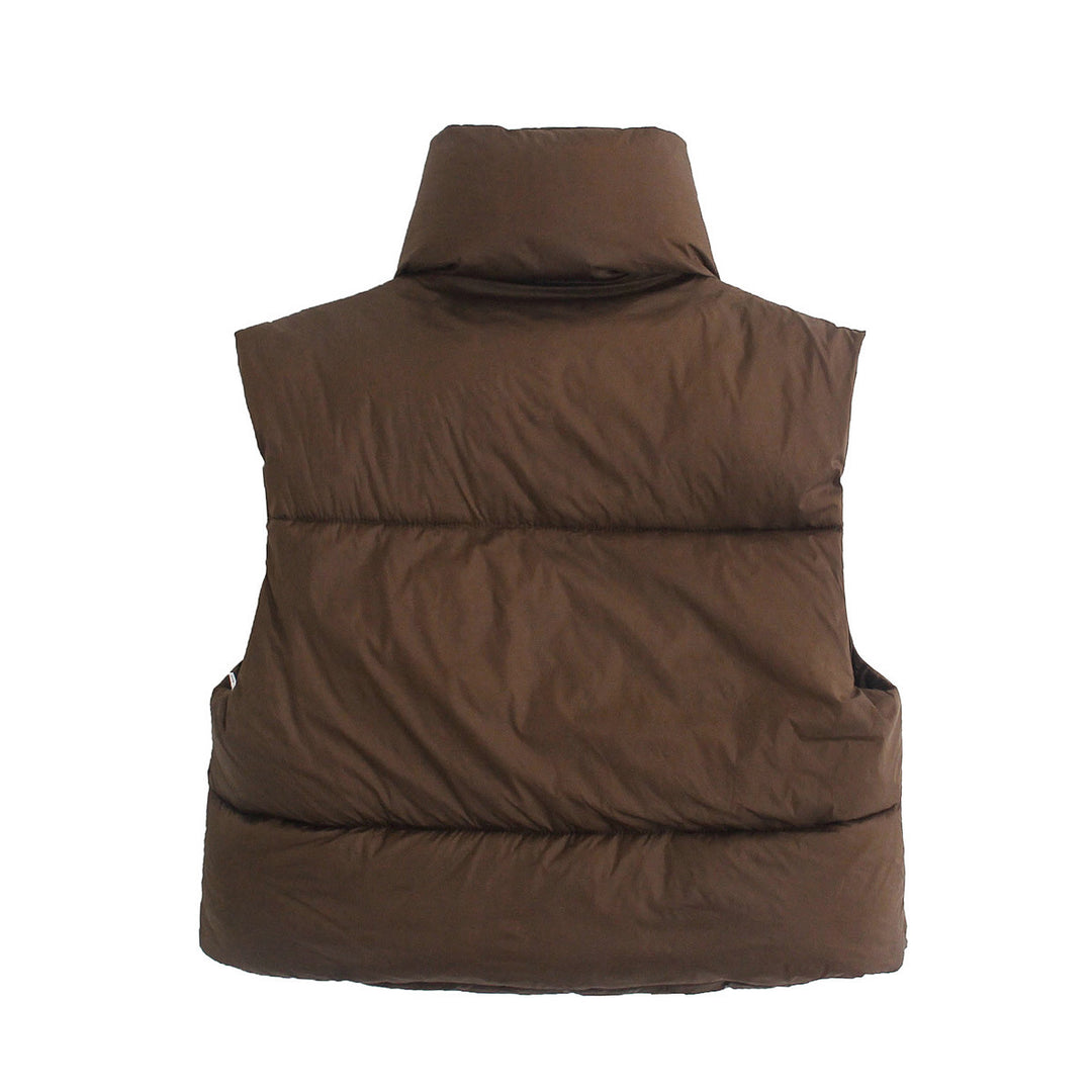 Cotton Vest With Zipper And Stand-up Collar Vest