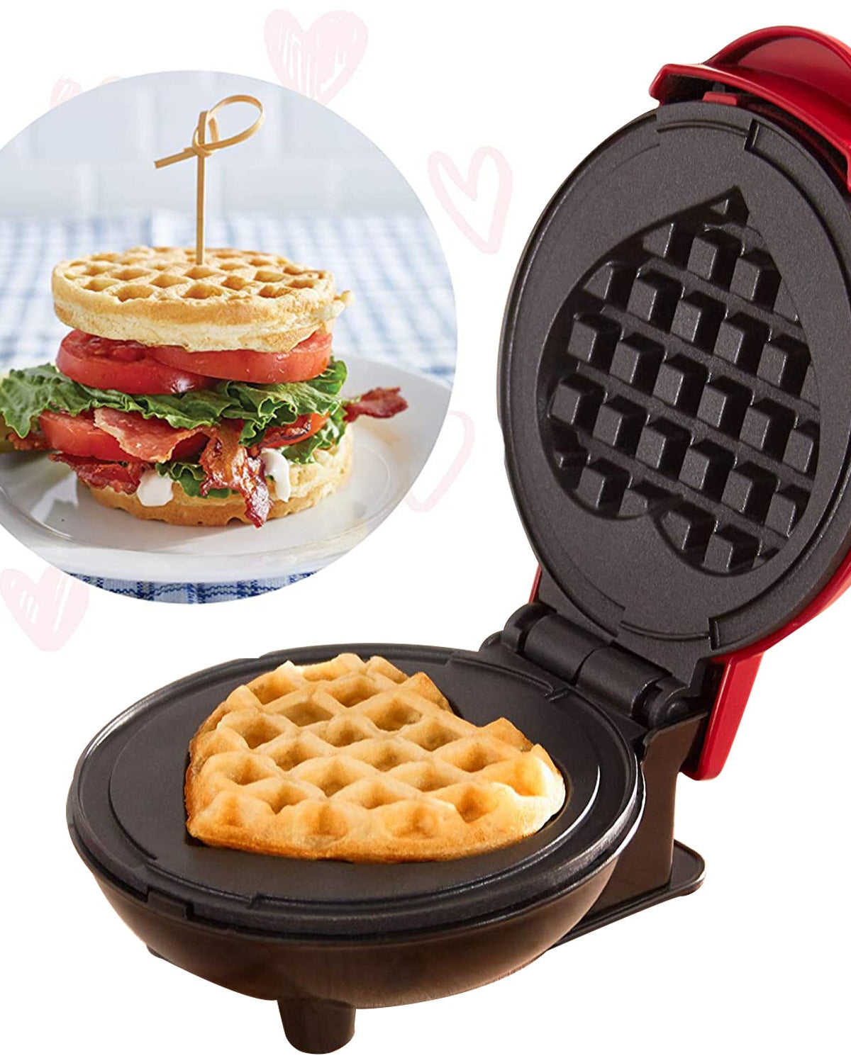 Heart-Shaped Mini Waffle Maker - Perfect for Cute Couples ❤️
