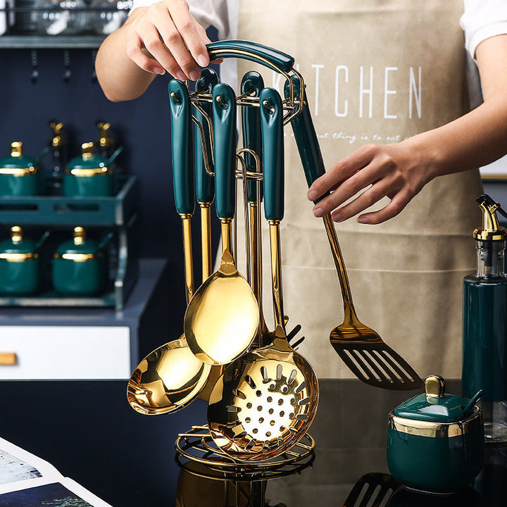 7-Piece Stainless Steel &amp; Silicone Kitchen Utensil Set – Perfect for Couples’ Culinary Adventures