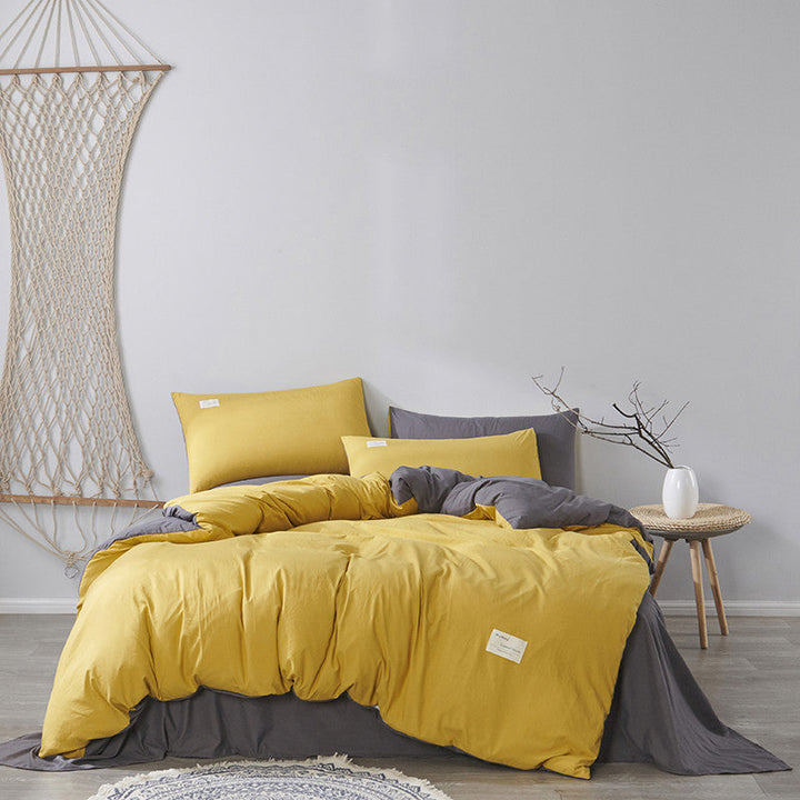 Four-piece Cotton Japanese-style Non-printed Simple Cotton Sheets