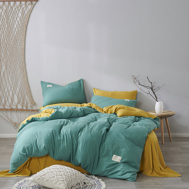 Four-piece Cotton Japanese-style Non-printed Simple Cotton Sheets