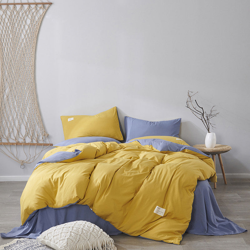 Four-piece Cotton Japanese-style Non-printed Simple Cotton Sheets