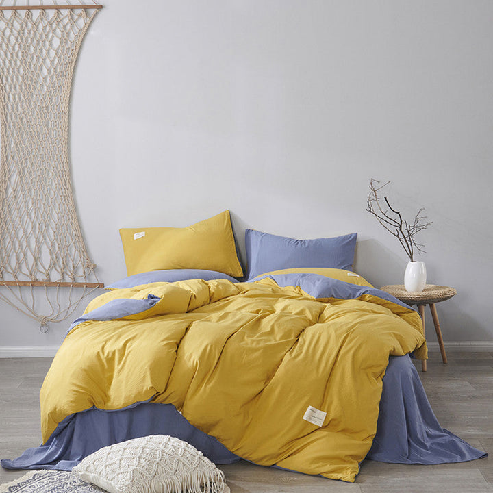 Four-piece Cotton Japanese-style Non-printed Simple Cotton Sheets