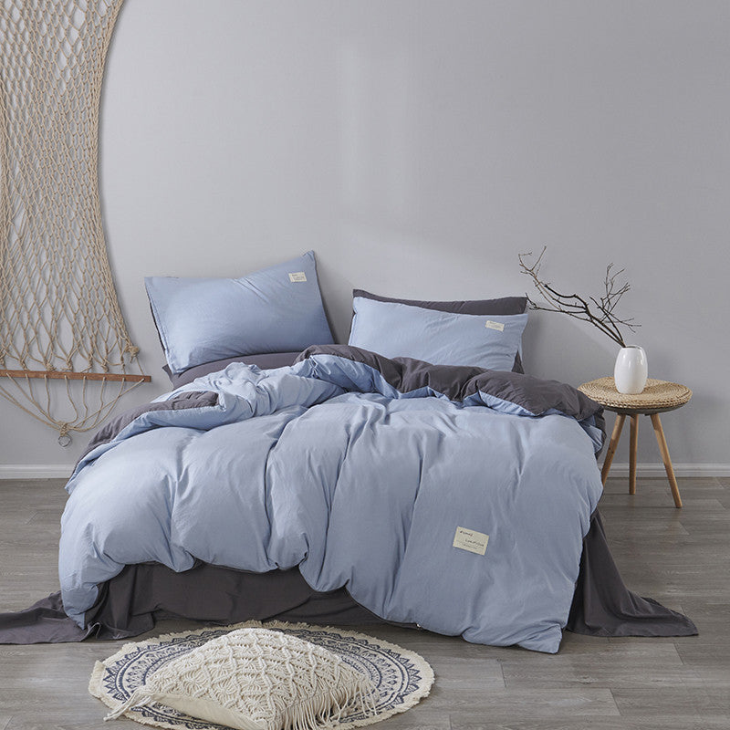 Four-piece Cotton Japanese-style Non-printed Simple Cotton Sheets