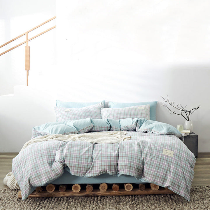 Four-piece Cotton Japanese-style Non-printed Simple Cotton Sheets
