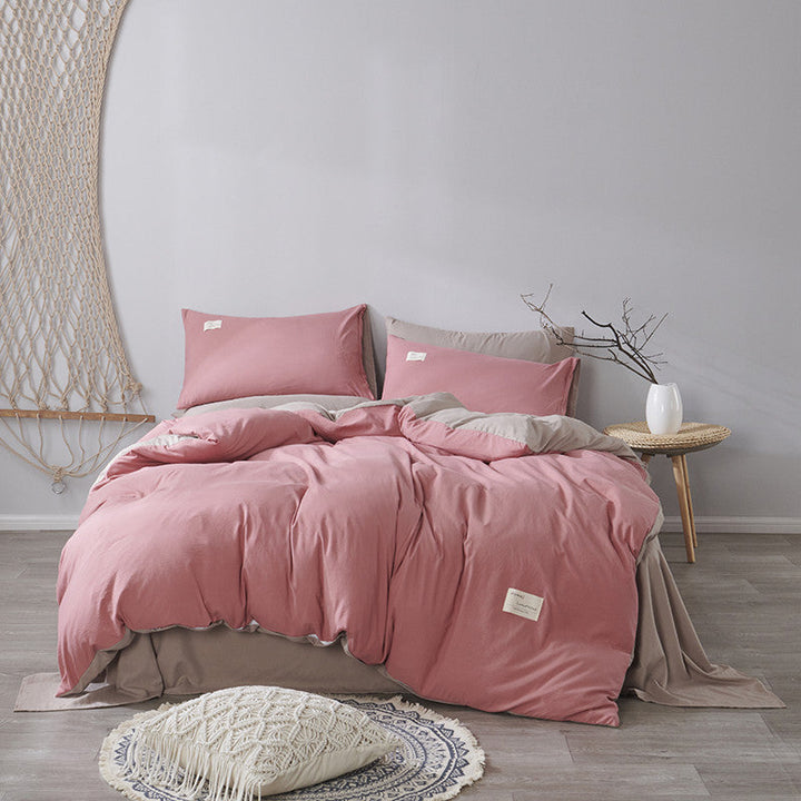 Four-piece Cotton Japanese-style Non-printed Simple Cotton Sheets