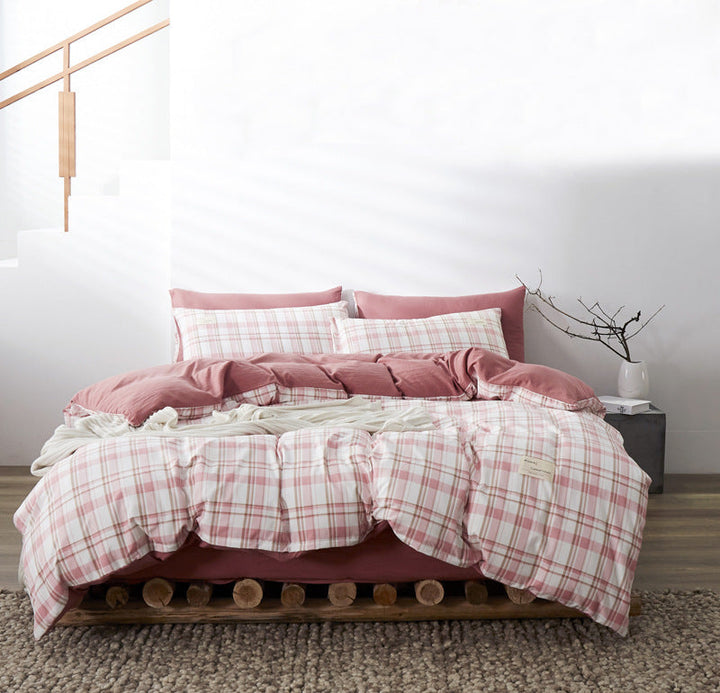 Four-piece Cotton Japanese-style Non-printed Simple Cotton Sheets