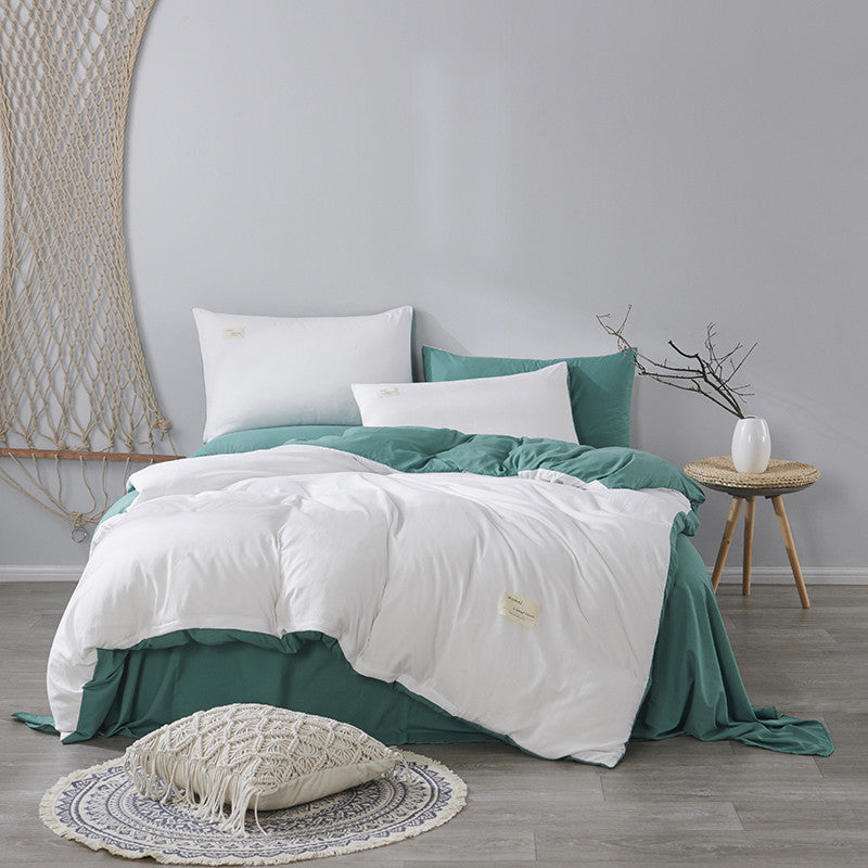Four-piece Cotton Japanese-style Non-printed Simple Cotton Sheets