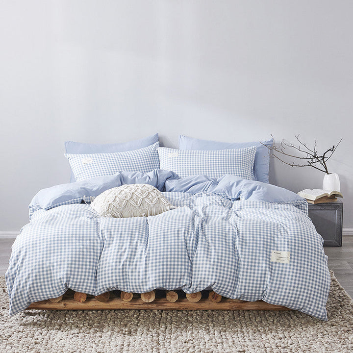 Four-piece Cotton Japanese-style Non-printed Simple Cotton Sheets