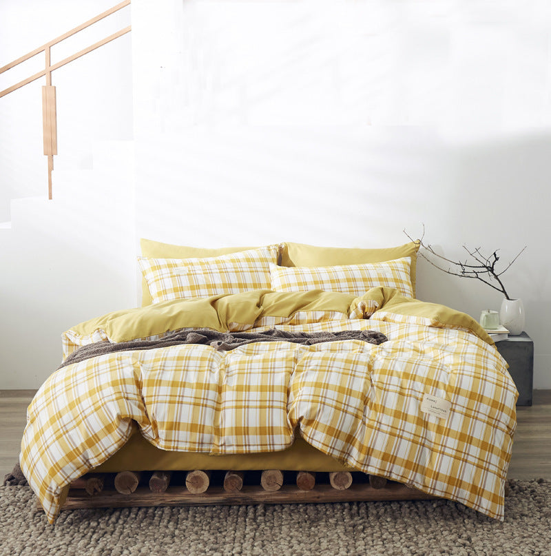 Four-piece Cotton Japanese-style Non-printed Simple Cotton Sheets