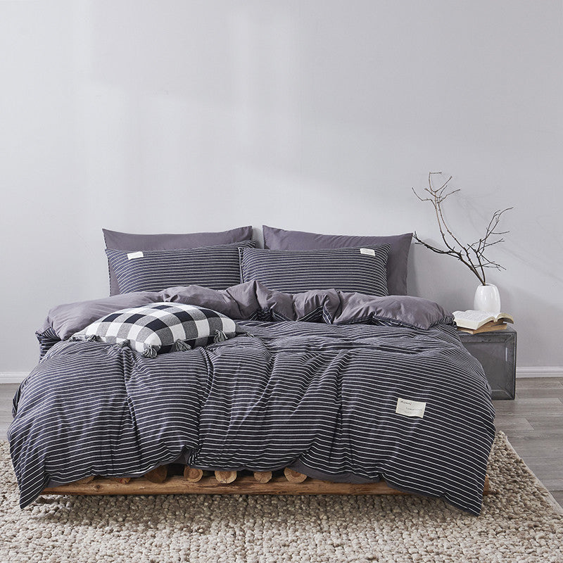 Four-piece Cotton Japanese-style Non-printed Simple Cotton Sheets