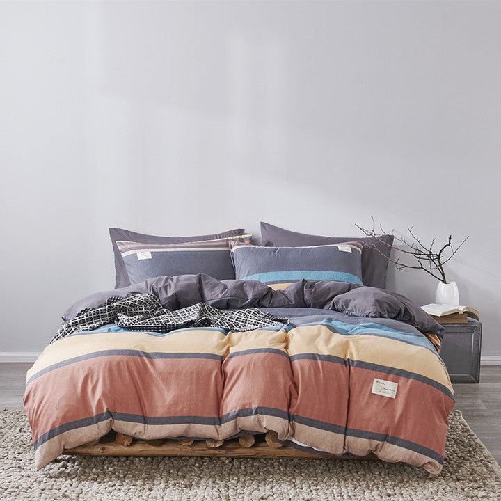 Four-piece Cotton Japanese-style Non-printed Simple Cotton Sheets