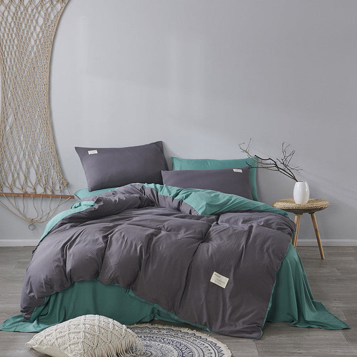 Four-piece Cotton Japanese-style Non-printed Simple Cotton Sheets