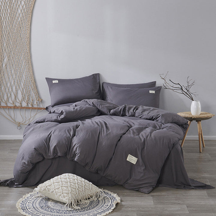 Four-piece Cotton Japanese-style Non-printed Simple Cotton Sheets