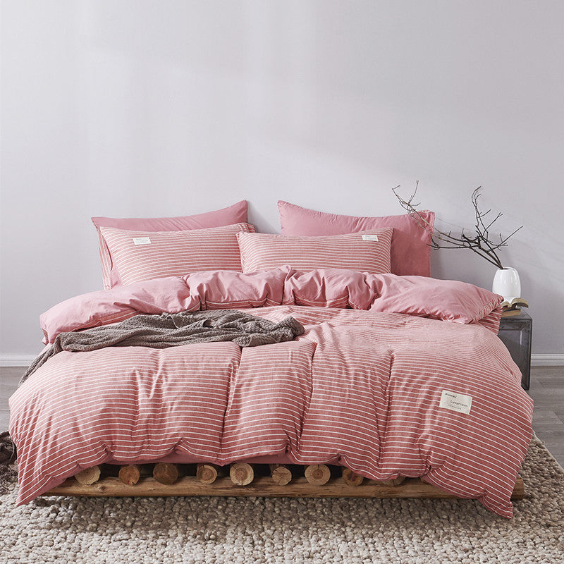 Four-piece Cotton Japanese-style Non-printed Simple Cotton Sheets