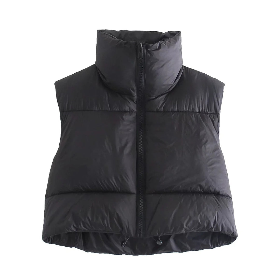 Cotton Vest With Zipper And Stand-up Collar Vest