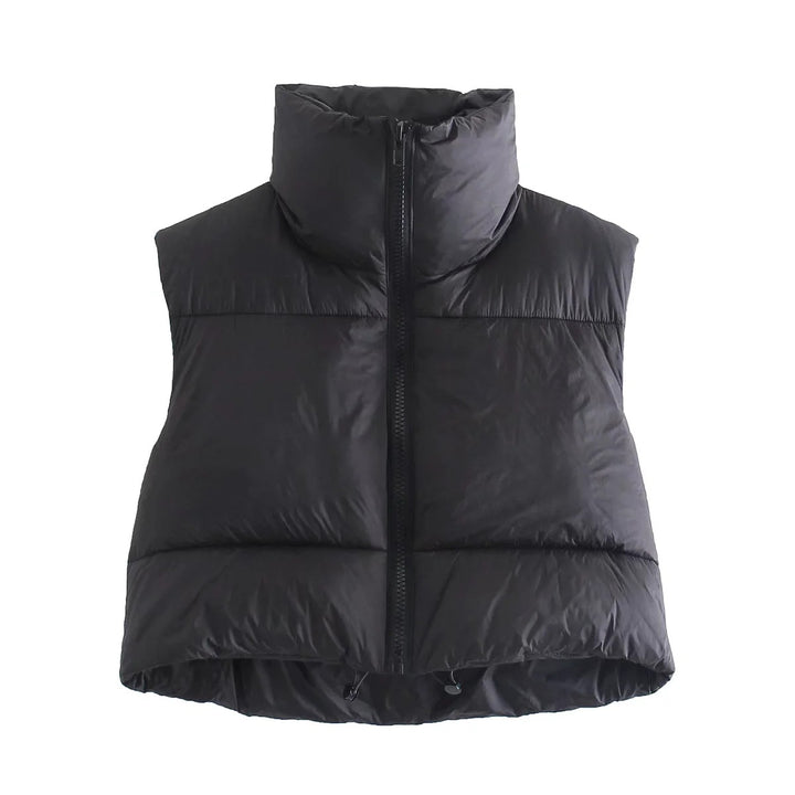 Cotton Vest With Zipper And Stand-up Collar Vest