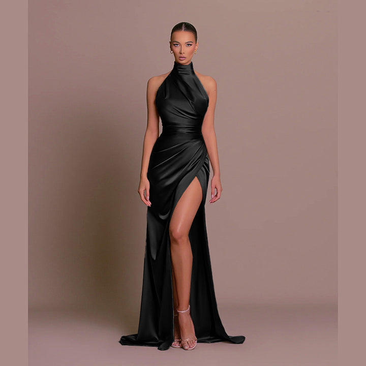 Graceful Stand Collar Long Dress