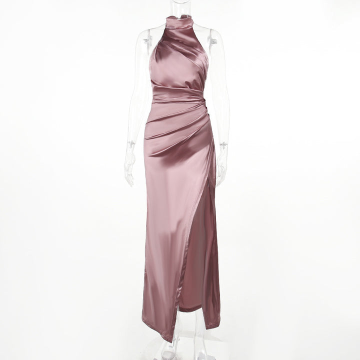 Graceful Stand Collar Long Dress