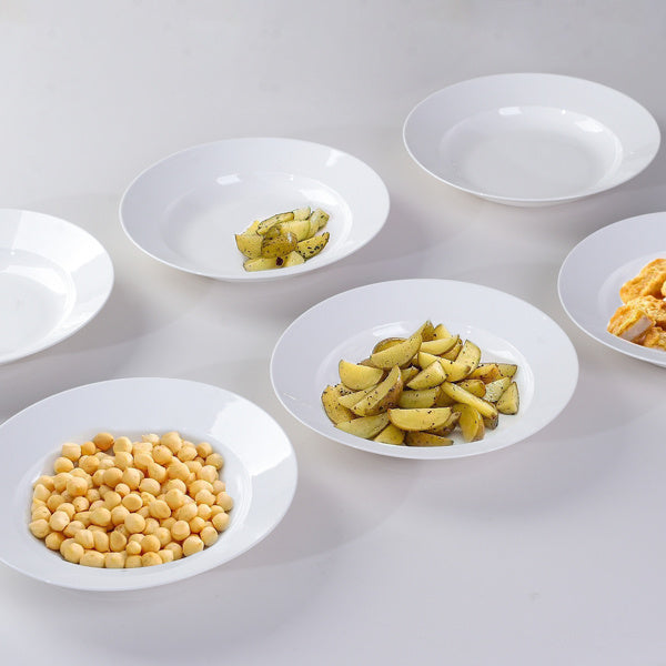White Soup Plate, Dinner Plate 6 Pieces