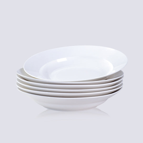 White Soup Plate, Dinner Plate 6 Pieces