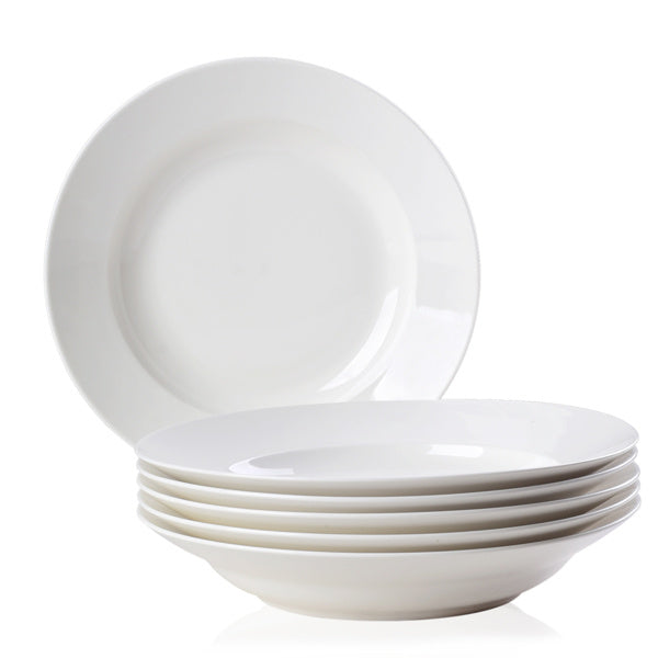 White Soup Plate, Dinner Plate 6 Pieces