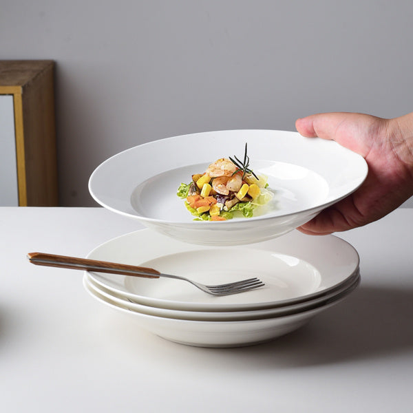 White Soup Plate, Dinner Plate 6 Pieces