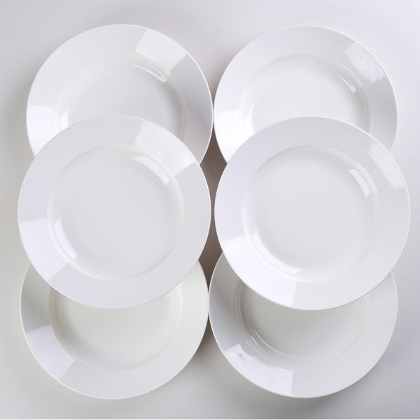 White Soup Plate, Dinner Plate 6 Pieces