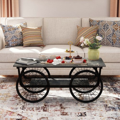 spoked wheel table.