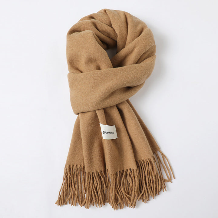 Simple Solid Color Tassel Shawl Autumn And Winter Warm Artificial Cashmere Scarf