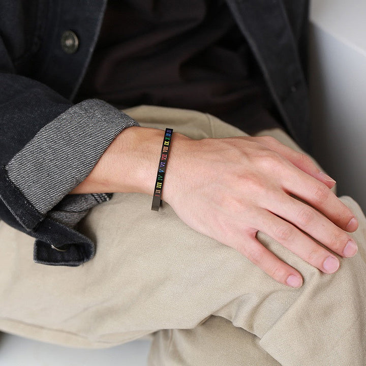 Titanium Steel Roman Numerals Couple Bracelet