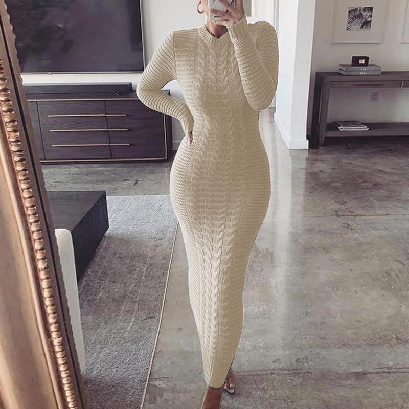 Knitted long sleeve dress