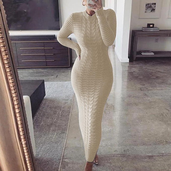 Knitted long sleeve dress