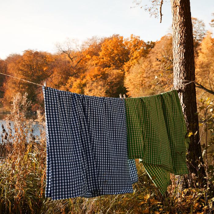 JUNA Bæk&Bølge Duvet Cover Set, King, Green/Sand